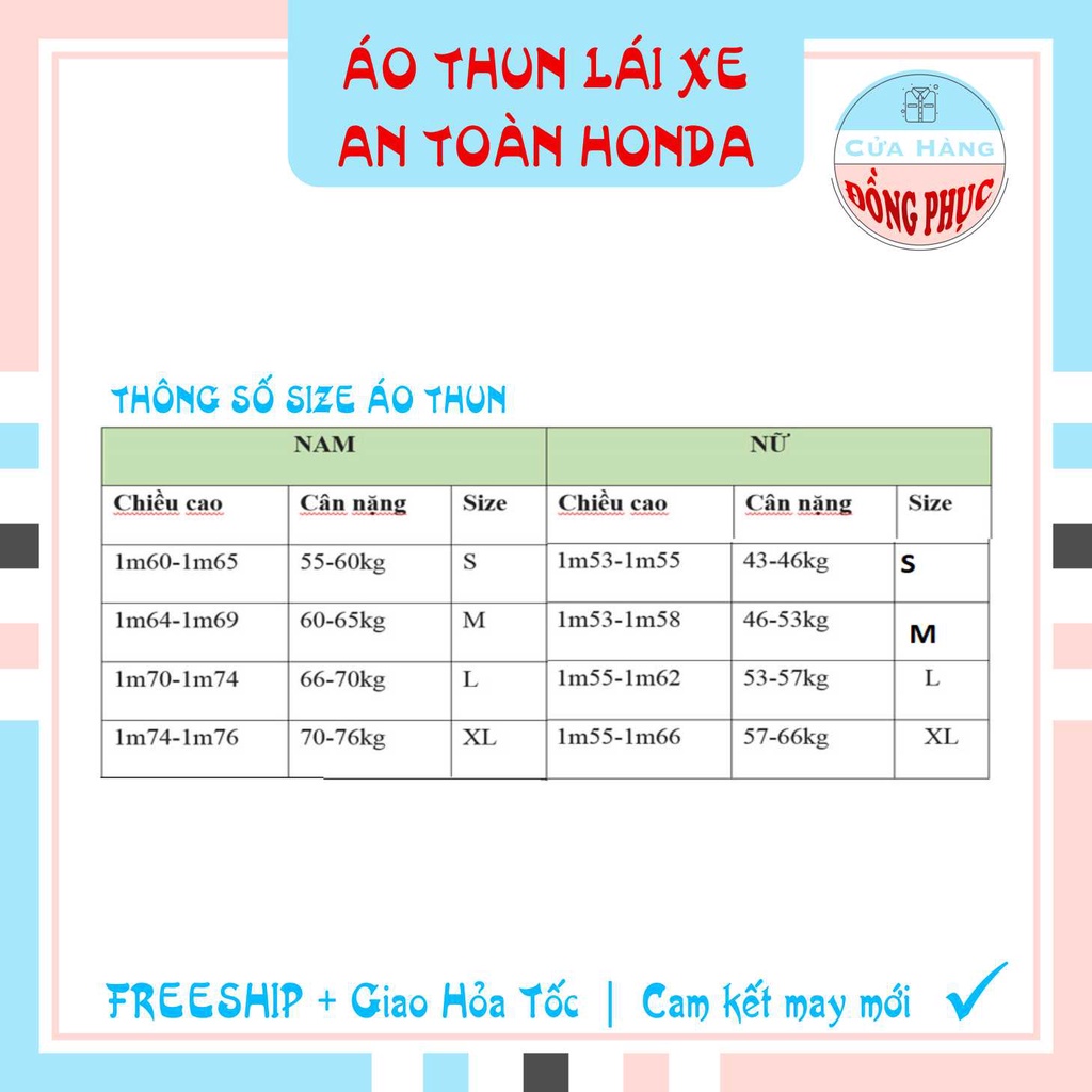 ĐỒNG PHỤC ÁO THUN LÁI XE AN TOÀN - ÁO THUN LÁI XE AN TOÀN CHÍNH HÃNG HONDA, ĐÚNG CHUẨN CỦA HONDA