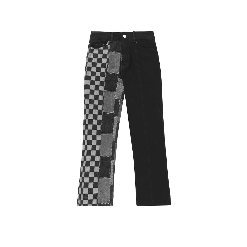 GOLDIE MIXED CHECKED PANTS (Quần bò ghép mảnh)