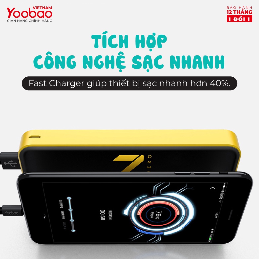 Sạc dự phòng Yoobao S8 PLUS 20000mAh - Tặng kèm túi đựng pin - Hàng phân phối chính hãng