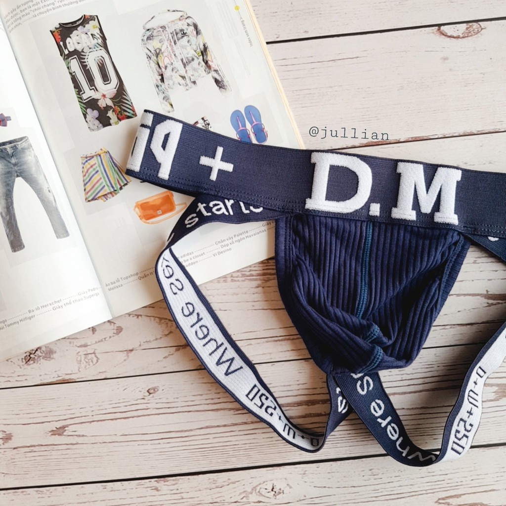 Quần lót nam Jockstrap DM cao cấp - nâng mông thêu chữ - Thun cotton thoáng mát -