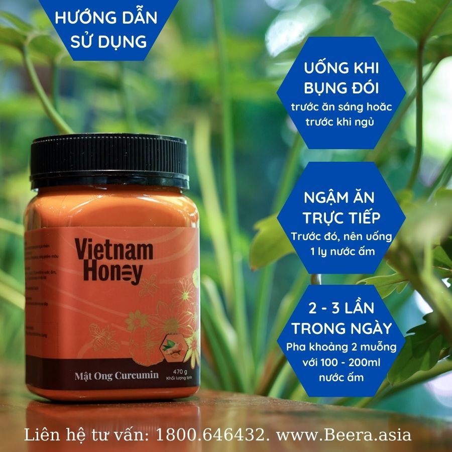 [Top 2 Doanh thu T8] Mật ong Tinh nghệ Curcumin 470g - Vietnam Honey