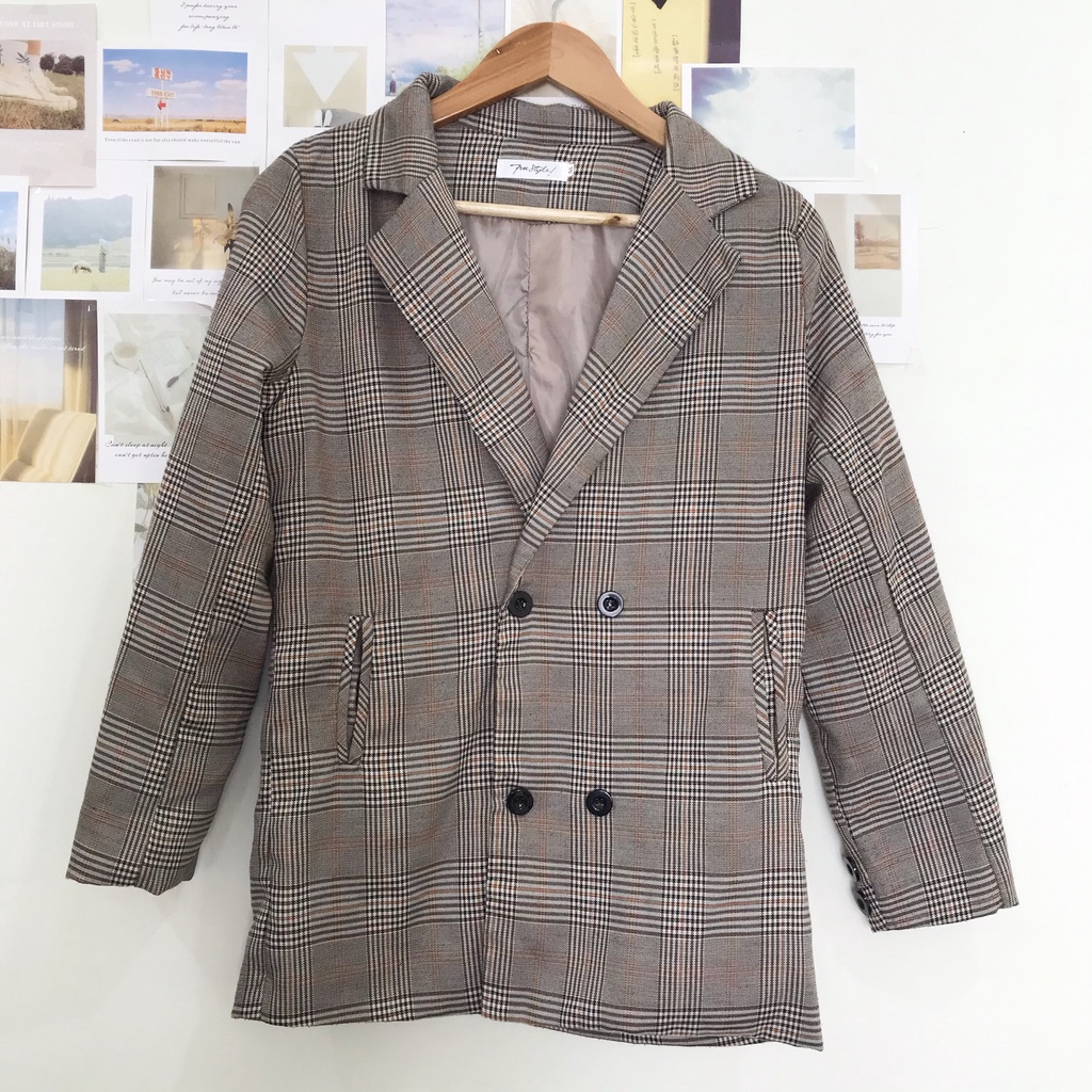 Áo khoác blazer kẻ 2 lớp sang xịn lịch sự cho nữ | BigBuy360 - bigbuy360.vn