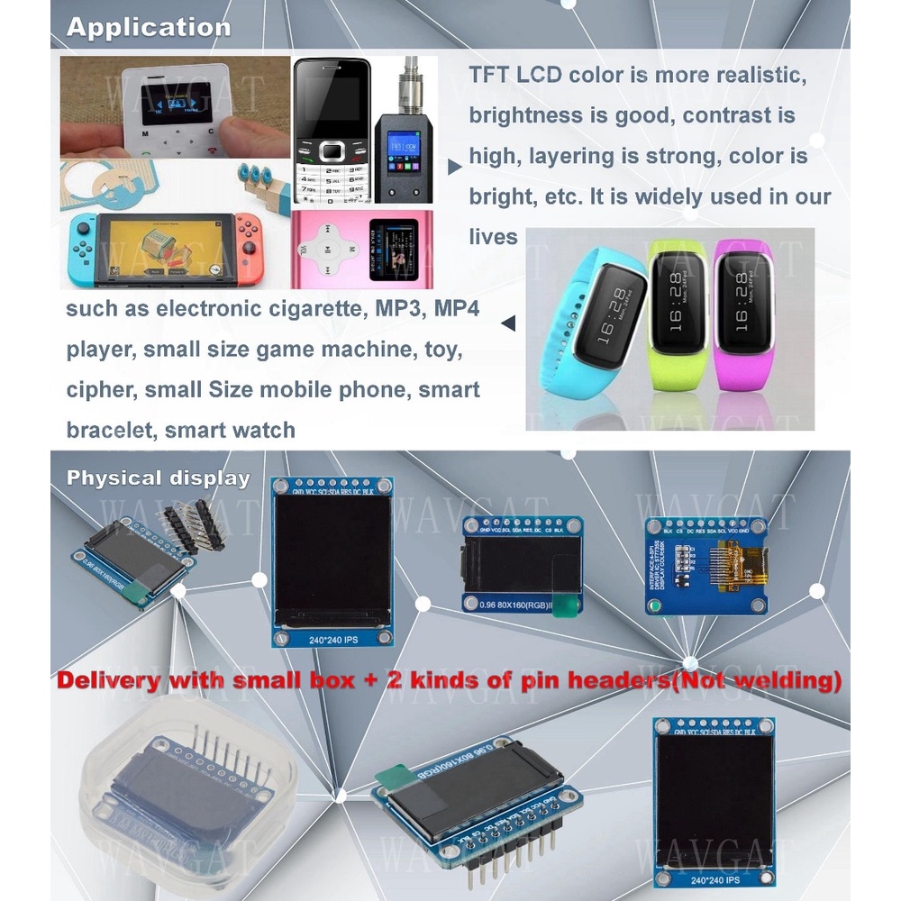 TFT Display 0.96 / 1.3 inch IPS 7P SPI HD 65K Full Color LCD Module ST7735 / ST7789 Drive IC 80*160 240*240 (Not OLED) c