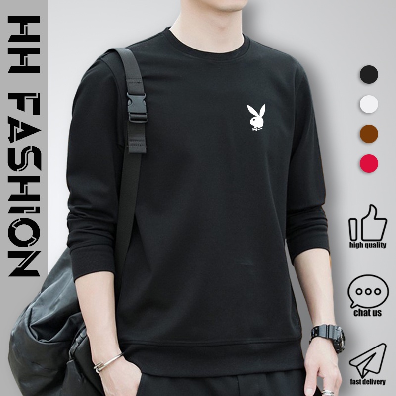 Men Plain Sweatershirt Long Sleeve Round Collar Street Oversize Hoodies Sweater