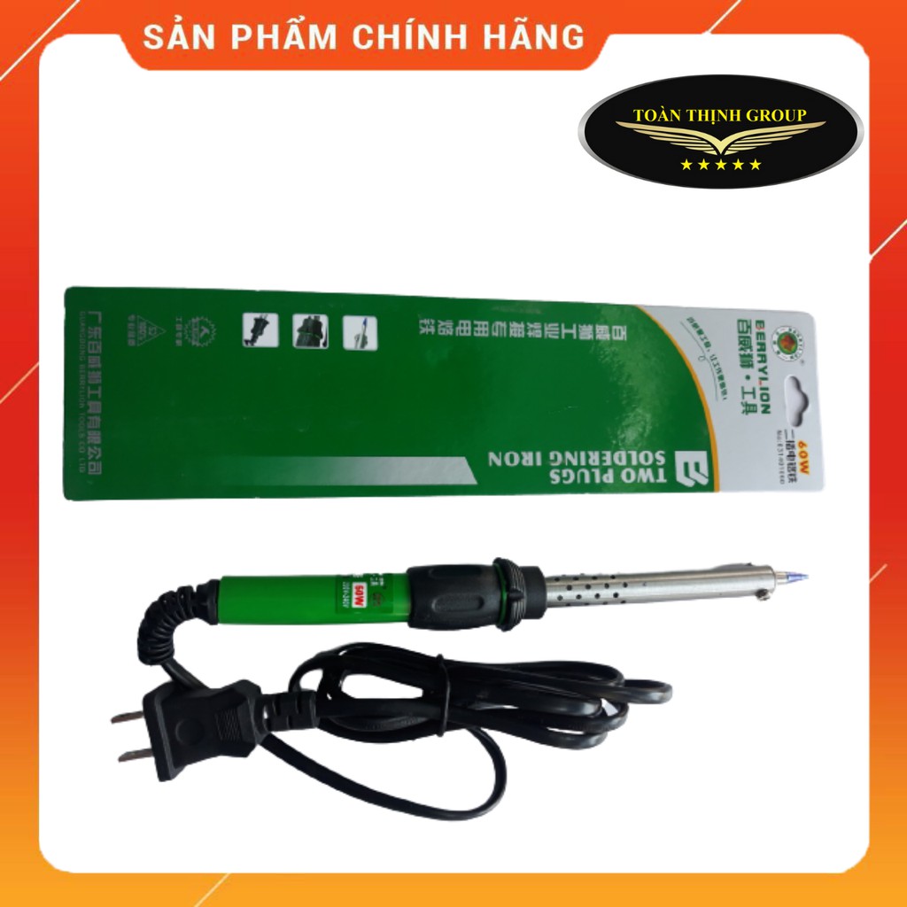 Mỏ Hàn Thiếc, Hàn Chì - Hàn Nhiệt Cao Cấp Nhọn Cán Nhựa Xanh Hiệu Berrylion Công Suất 40W, 60W, 80W
