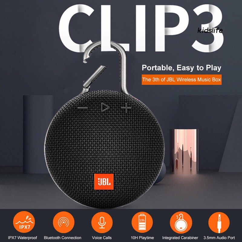 Loa bluetooth Clip3 Chính hãng Có móc treo di động thông minh