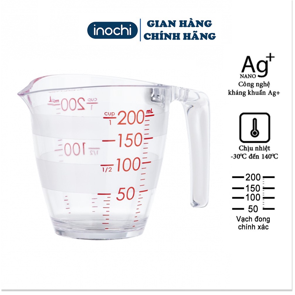 Cốc đong - YOKO INOCHI nhựa định lượng 200ml dung dịch dùng trong nấu ăn pha chế nhựa nguyên sinh kháng khuẩn Ag+ CD
