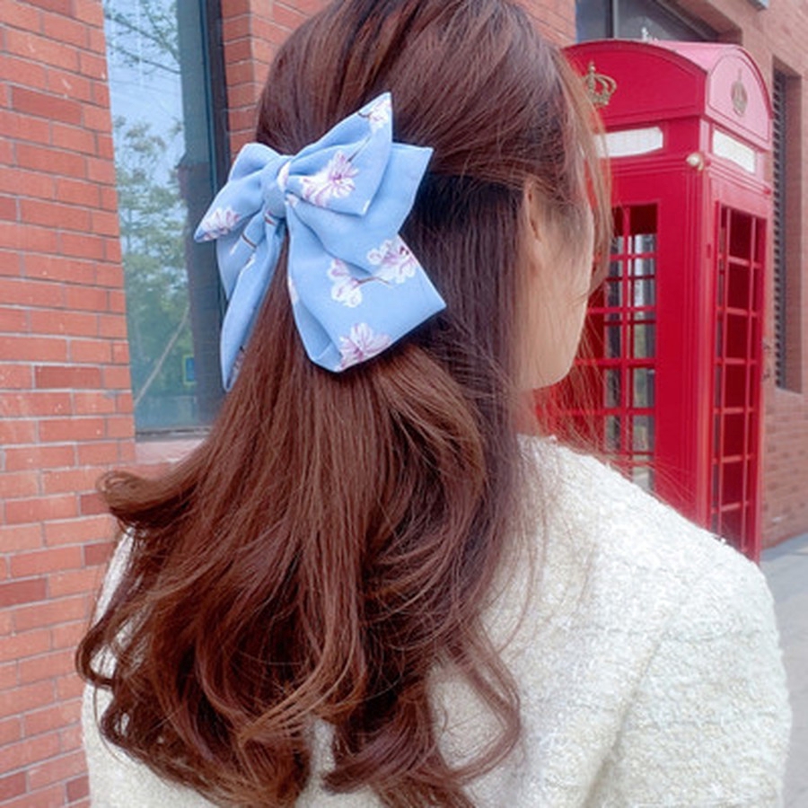 Kẹp Tóc Nơ Vải Chiffon Họa Tiết Đa Dạng Thời Trang Cho Nữ