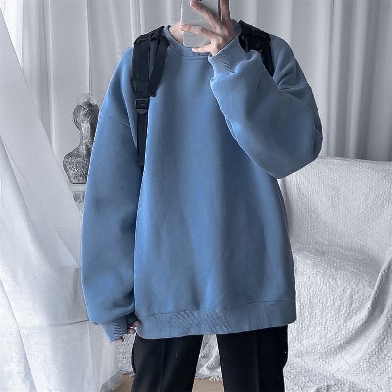 Áo Sweater Nỉ Bông TRƠN màu XÁM/XÁM XANH  Nam nữ unisex  SWEATER TRƠN form rộng Jaystoree
