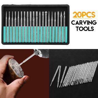 20Pcs Diamond Coated Grinding Grinder Head Glass Burr Drill Bits For Rotary Tool