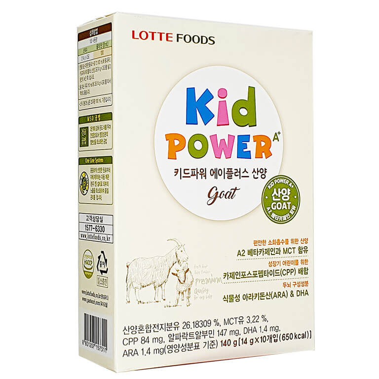 Sữa Bột Dê LOTTE Foods Kid Power A+ Hộp giấy 10 thanh (140g)