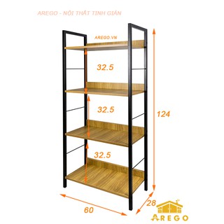 KỆ SÁCH GỖ 4 TẦNG KIỂU HÀN