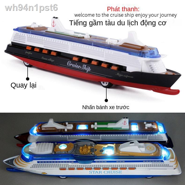 ♣ ¤ ☜Màu hổ phách tàu du lịch lớn mô hình tàu du lịch tàu hợp kim đồ chơi tàu âm thanh và ánh sáng kéo lại tà