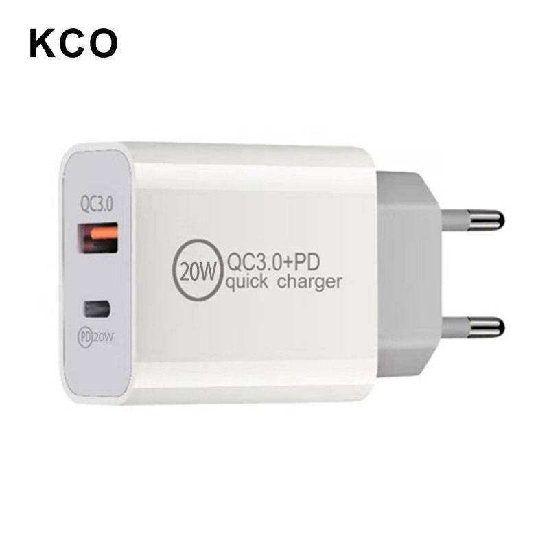 Củ sạc KCO PD08 hỗ trợ sạc nhanh 20W QC 3.0 cổng USB-C dành cho iPhone 12/ Mini/Pro/ Pro Max, iPad Pro