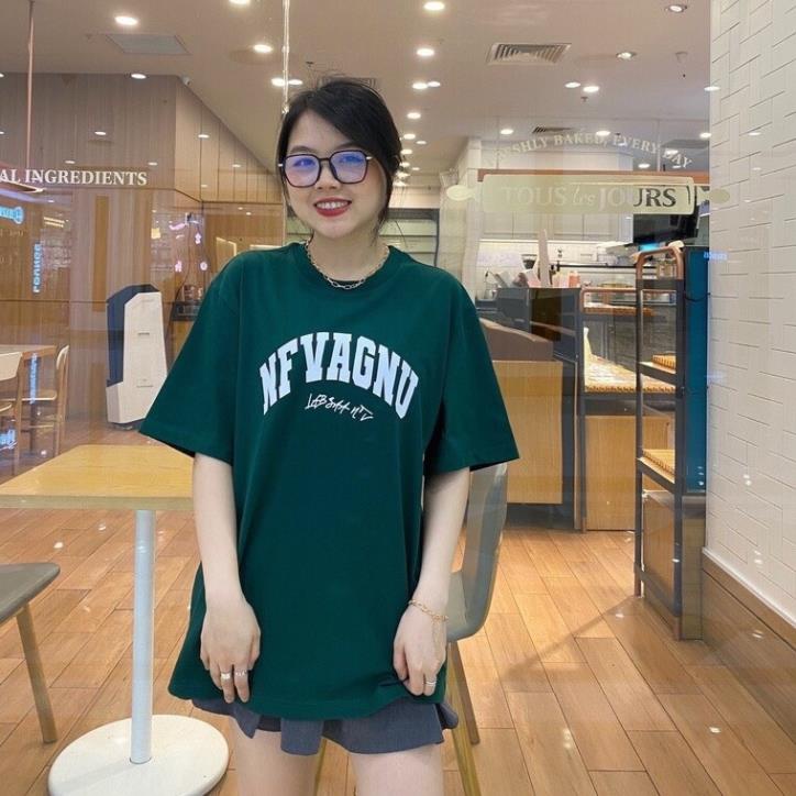 Áo phông tay lỡ xanh lá hottrend NFVANGU chất cotton dáng rộng form thụng