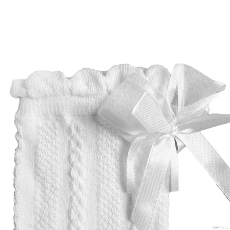 Vớ cotton cao qua gối trang trí nơ xinh xắn dành cho bé gái