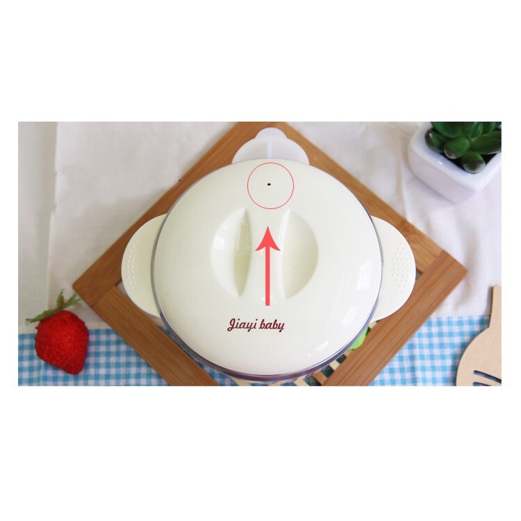 Bát ăn dặm chống lật, giữ nhiệt kèm thìa GIAYI BABY DD122