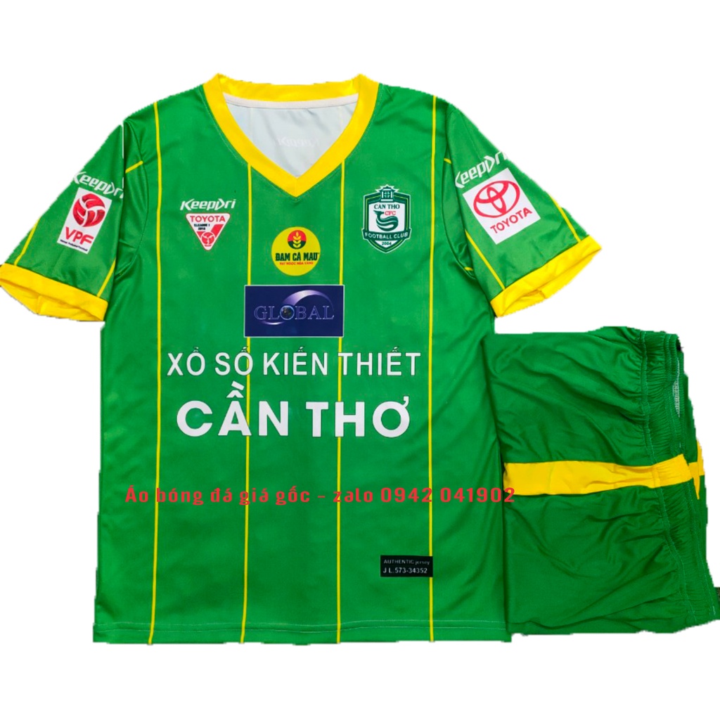 Bộ quần áo bóng đá clb Cần thơ xanh lá thun lạnh
