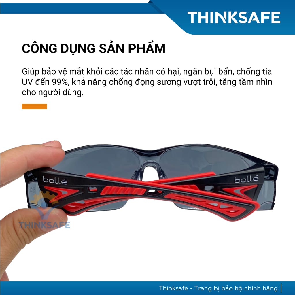 Kính bảo hộ Bolle Rush Plus chống bụi/ tia UV / bảo vệ mắt / kiểu dáng thời trang Kính bảo hộ chống bụi - THINKSAFE