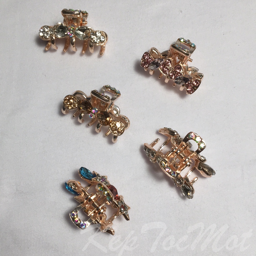 Kẹp tóc kim loại mini 2cm đính đá màu KT68