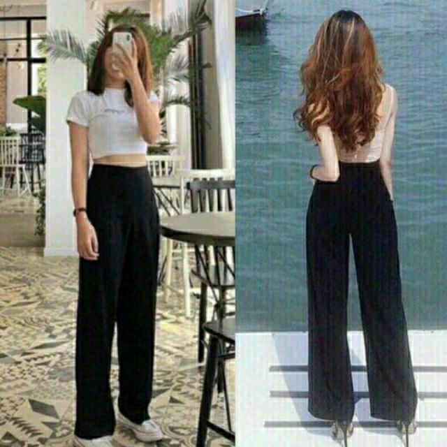 QUẦN ỐNG RỘNG CULOTTES LƯNG CAO DÀI 2 MÀU