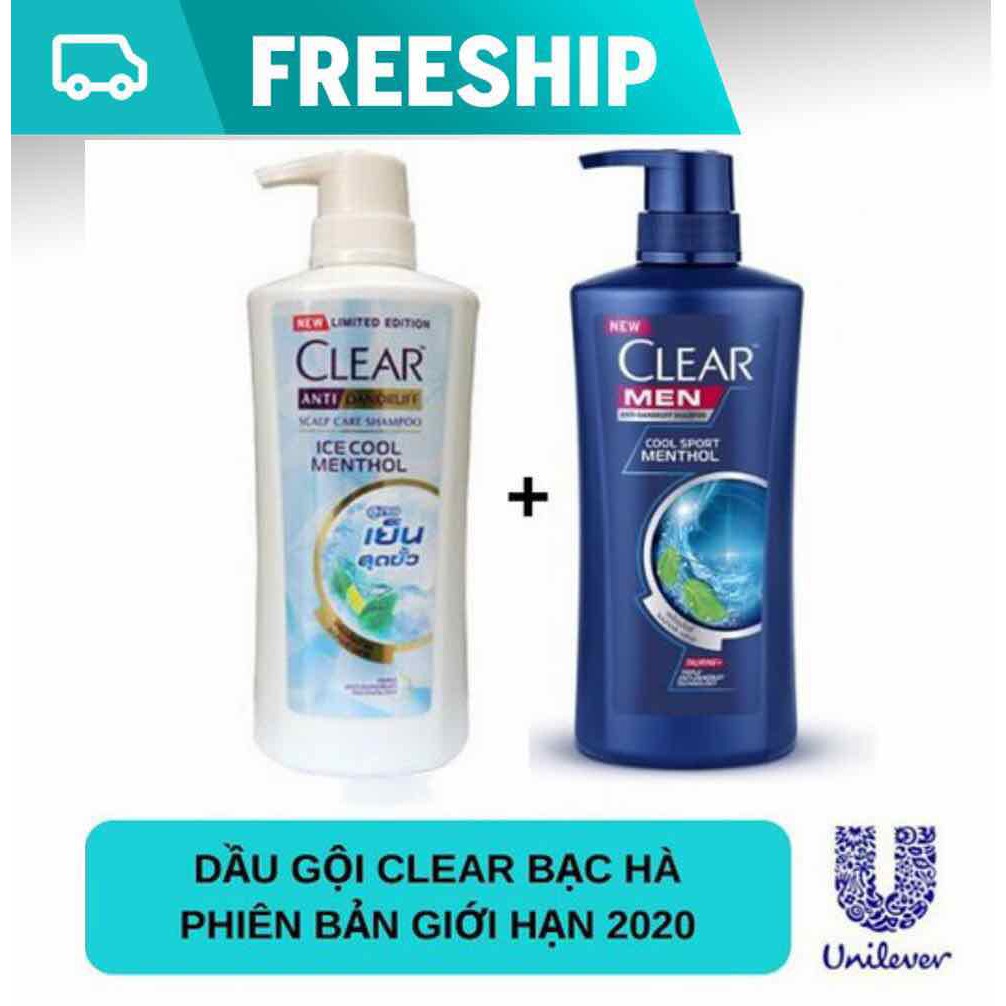 Combo 2 Chai Dầu Gội Clear Bạc Hà Thái Lan 480ml