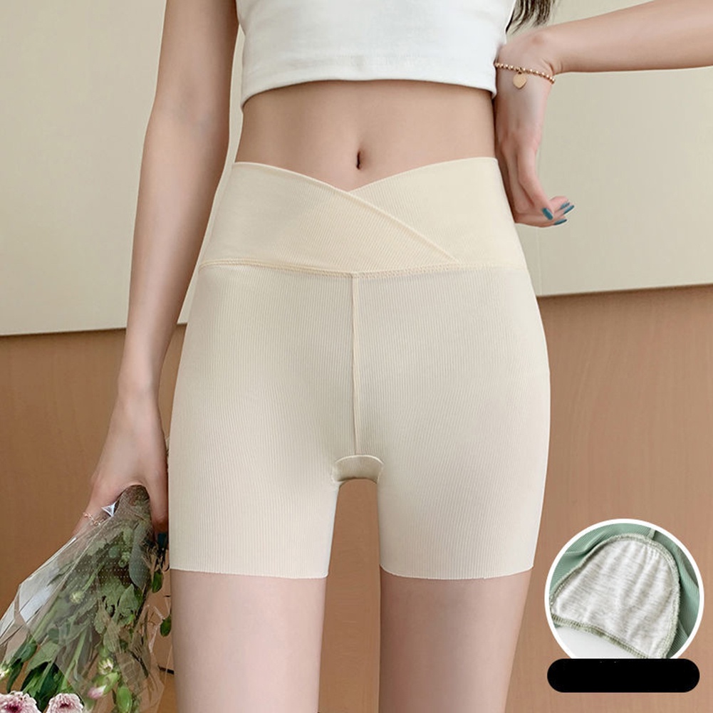 Quần Lót Vải Lụa Lạnh Lưng Cao Thoải Mái Chống Chói Cho Nữ