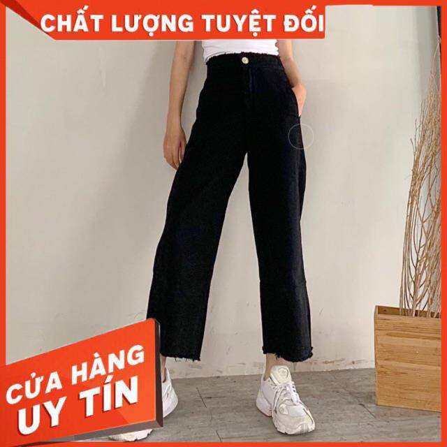 [hình thật] QUẦN JEANS ĐEN ỐNG RỘNG- shop tự chụp
