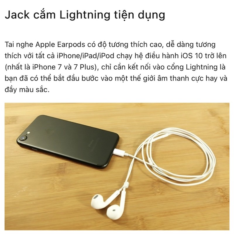 Tai nghe iPhone, iPad, iPod Earpods with Lightning Connector - Chính hãng Model MMTN2ZA/A