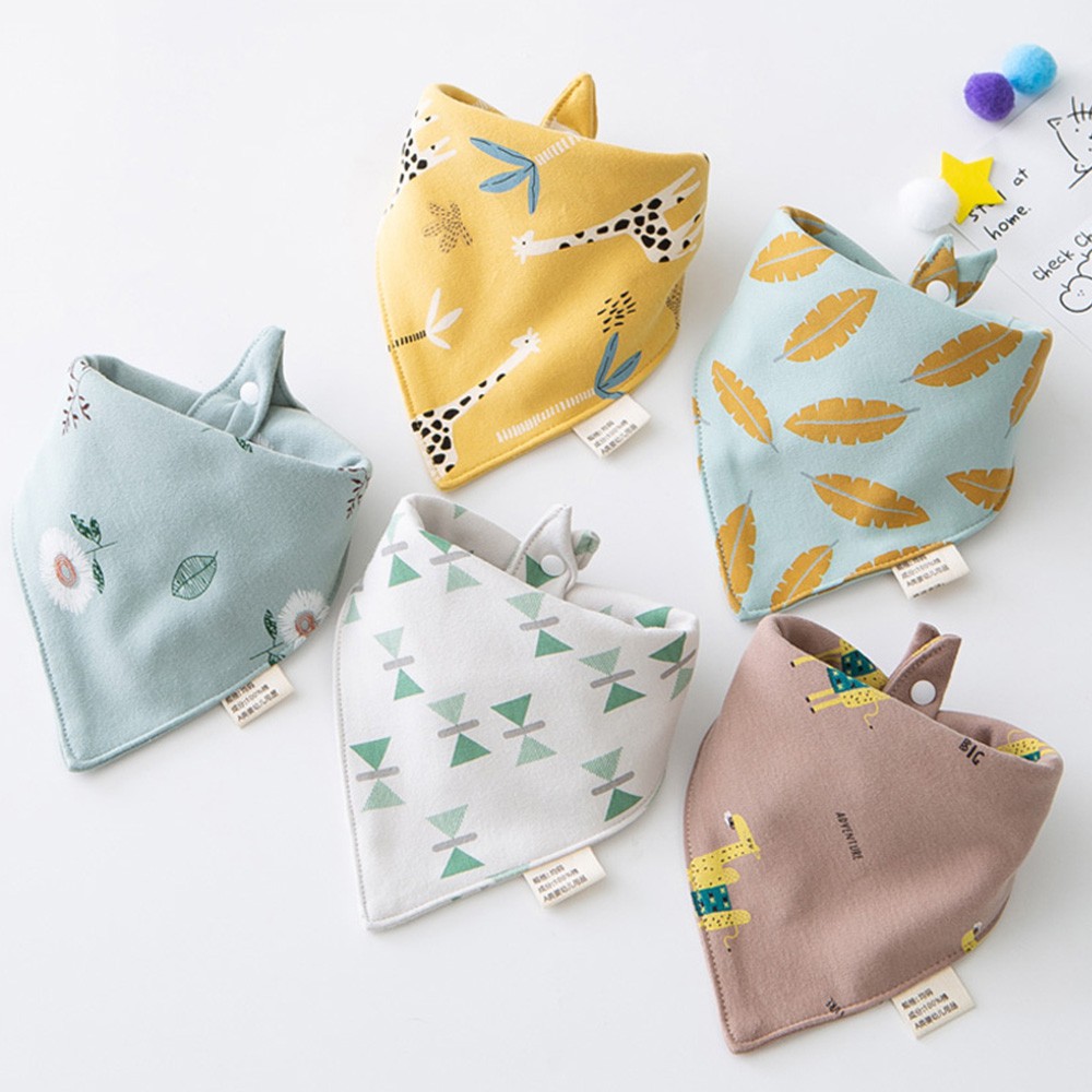Bộ 5 yếm ăn cotton mềm mại hình tam giác dành cho em bé