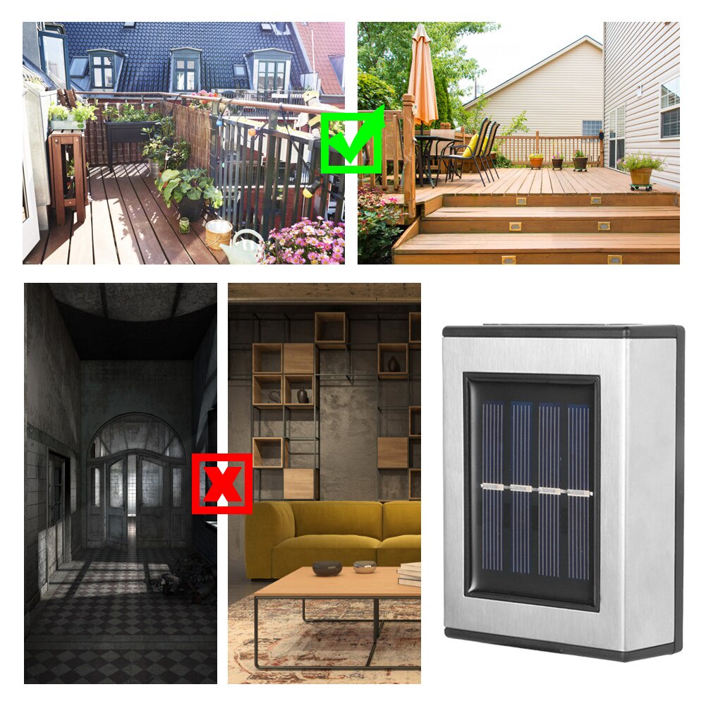 Bộ 2 Đèn Led Năng Lượng Mặt Trời Gắn Tường Chống Thấm Nước Trang Trí Sân Vườn