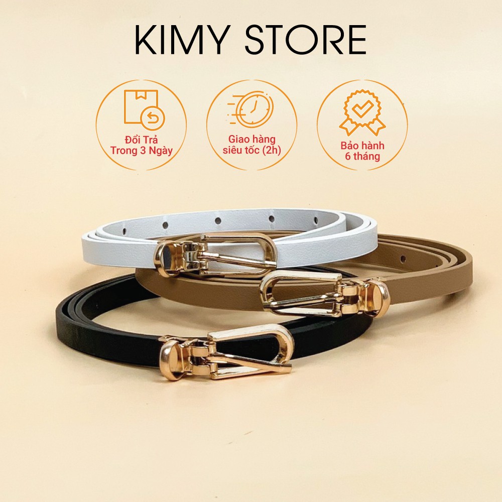 Thắt lưng nữ da pu cao cấp, dây lưng nữ bản nhỏ mặt cài tiện lợi - Kimy Store