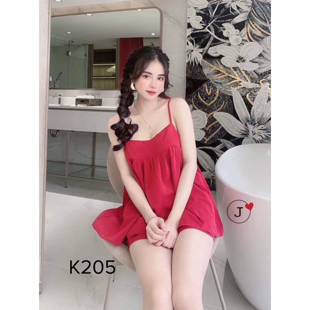 Đồ ngủ mặc nhà 2 dây chất kate Thái mềm mịn đơn giản