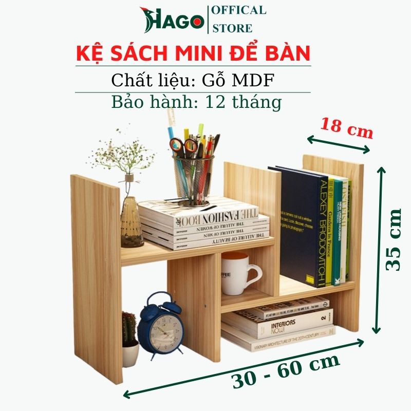 Kệ Giá Sách Mini Để Bàn, Giá Sách Để Tài Liệu Bàn Học, Bàn Làm Việc HAGO
