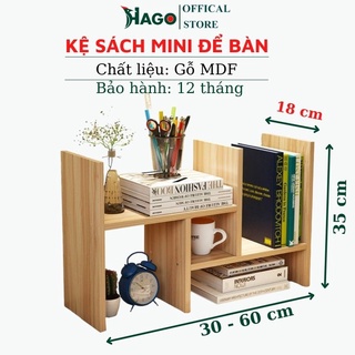 Kệ giá sách mini để bàn, giá sách để tài liệu bàn học, bàn làm việc hago
