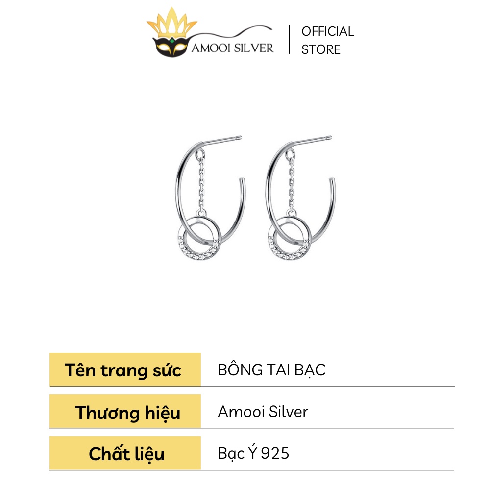 Bông Tai Bạc S925 balance Amooi Silver AB222 Cao Cấp