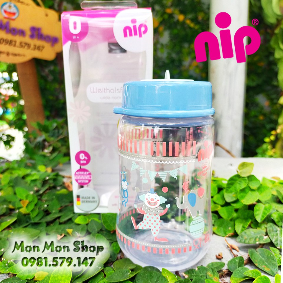 [260ml] Bình trữ sữa, đựng sữa cổ rộng hiệu Nip made in Germany 250ml/260ml ( tương thích Pigeon, Lansinoh, Toom,...)