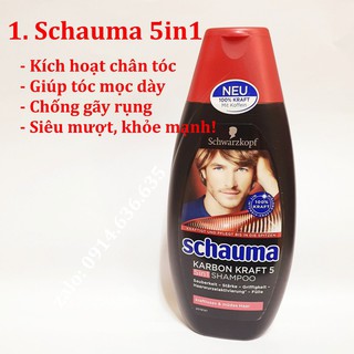 Dầu gội nam schauma karbon kraft 5 - shampoo 5in1 - 400ml