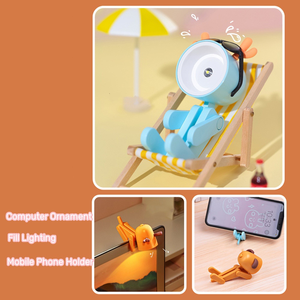 Đèn Ngủ Để Bàn Mini Bằng Silicon Mềm Hình Chú Chó Hoạt Hình Dễ Thương Có Thể Điều Chỉnh Trang Trí Phòng Ngủ / Phòng Kh