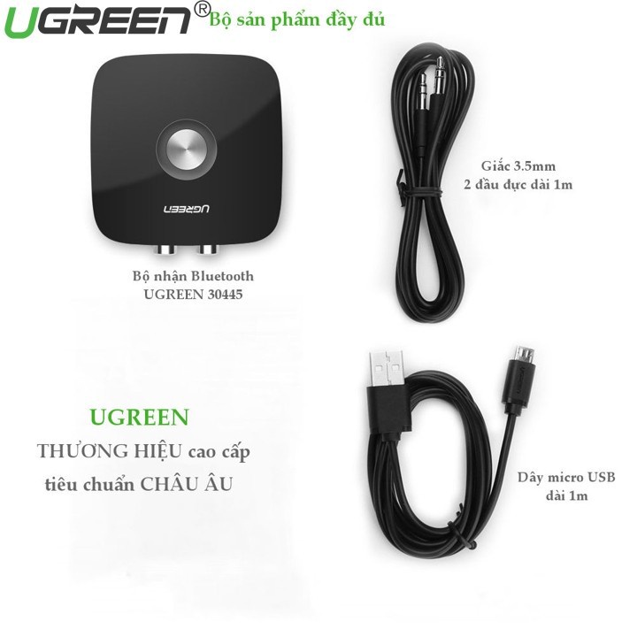 Thiết Bị Nhận Bluetooth 5.0 Music Receiver Ugreen 30445, Dùng Cho Loa+Amply Chính Hãng