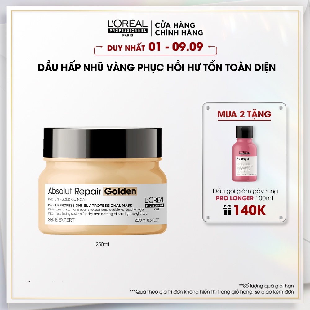 Mặt nạ nhũ vàng phục hồi hư tổn toàn diện Absolut Repair Golden 250ml