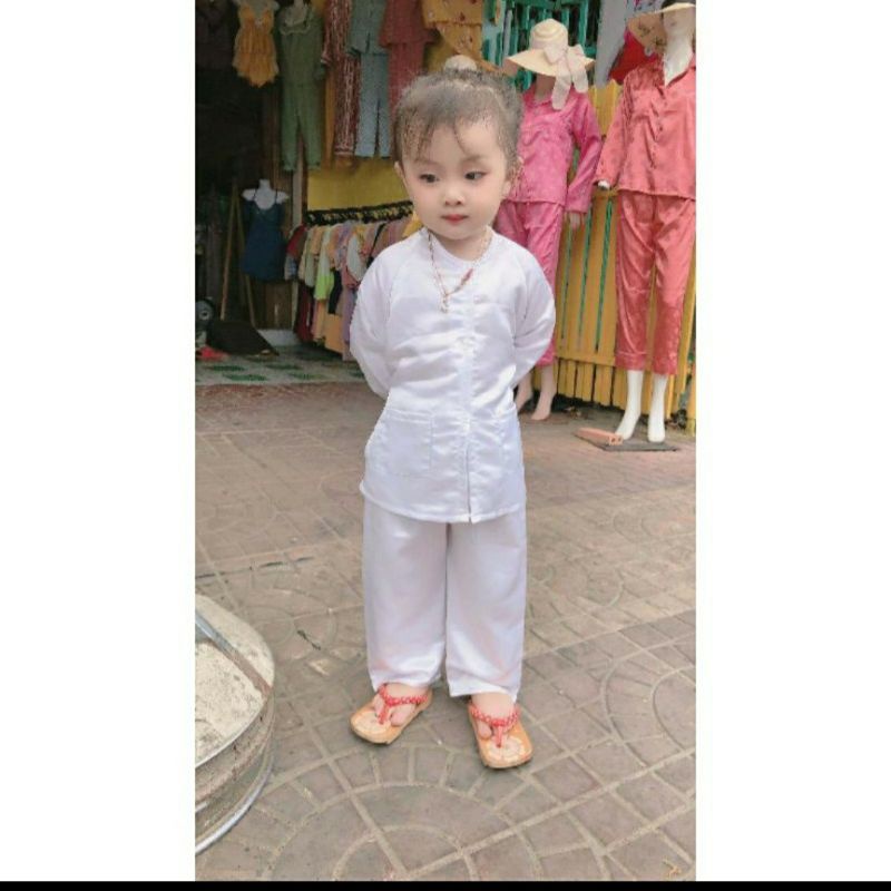 Áo bà ba trắng quần đen cho bé trai bé gái