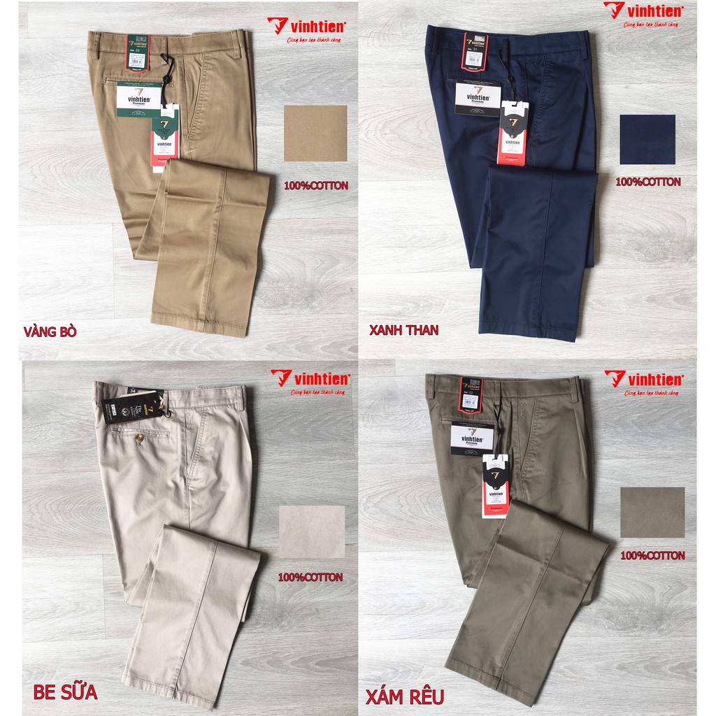 Quần kaki 1Ly Vĩnh Tiến 100% Cotton Dành Cho Trung Niên KK565