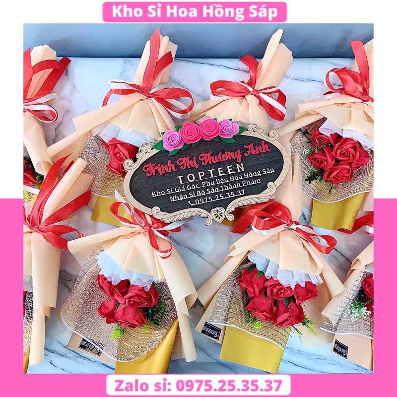 Hoa Sáp Thơm 012 Hoa Hồng Sáp 5 Bông Đỏ Hình Quạt