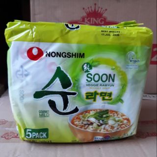 Lốc 5 gói Mì Chay Soon Veggie Ramyun (112g)