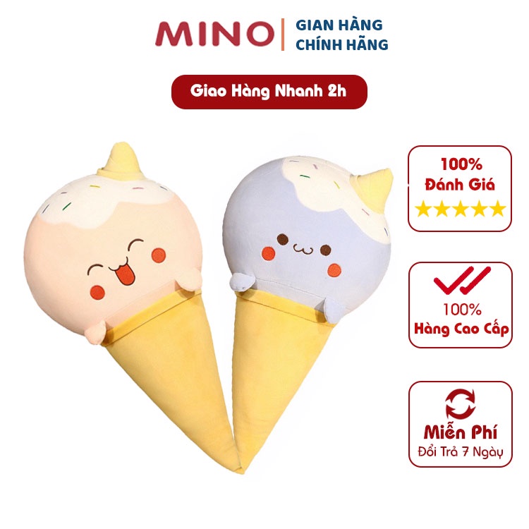 [Mã LT50 giảm 50k đơn 250k] Gối ôm gấu bông Kem Doll đội nón dễ thương cao cấp 50cm Mino TH58