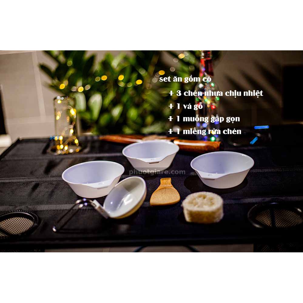 [Freeship 50K] Bộ chén muỗng 5 món dùng đi cắm trại du lịch dã ngoại