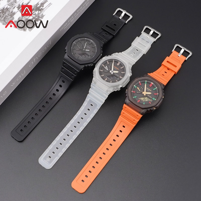 Dây Đeo Thay Thế Bằng Cao Su TPU Và Thép Không Gỉ 16mm Tháo Gỡ Nhanh Cho Casio G-SHOCK GA-2100 2110 DW-5600 GW-6900