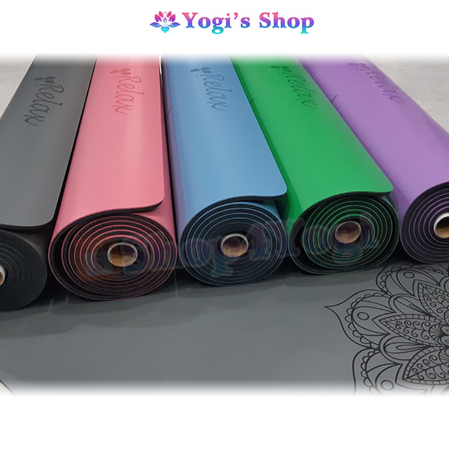 Thảm Tập Yoga Định Tuyến Cao Su PU Relax (KèmTúi Đựng Thảm Chống Nước) | Bám Tốt, Chống Trượt