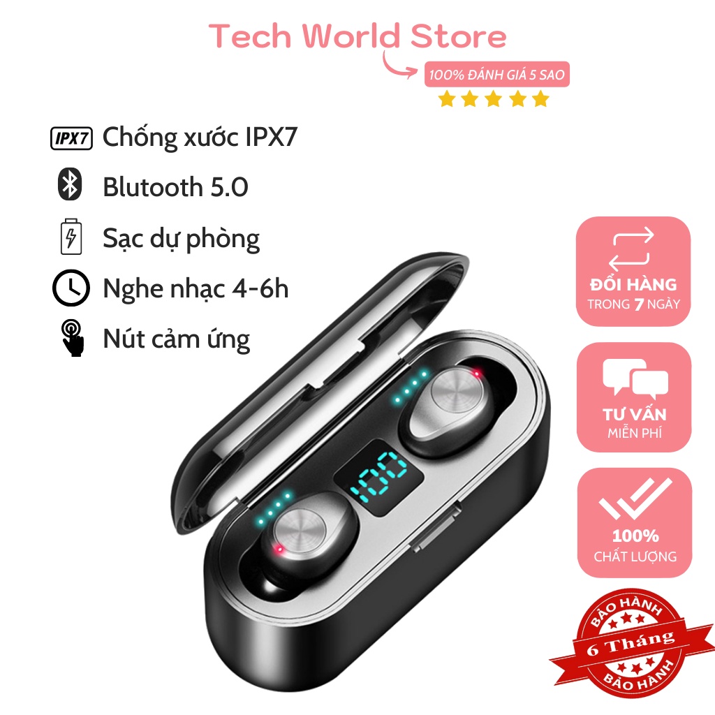 Tai nghe bluetooth, tai nghe không dây Amoi F9 nhét tai gaming chống ồn,tai phone ko dây chơi game pc, điện thoại